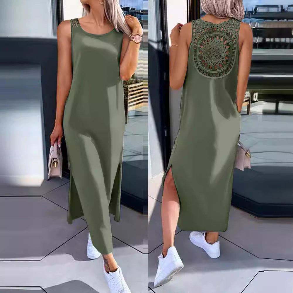 Damen Elegantes Maxi-Kleid mit Rückendetaillierung Drune