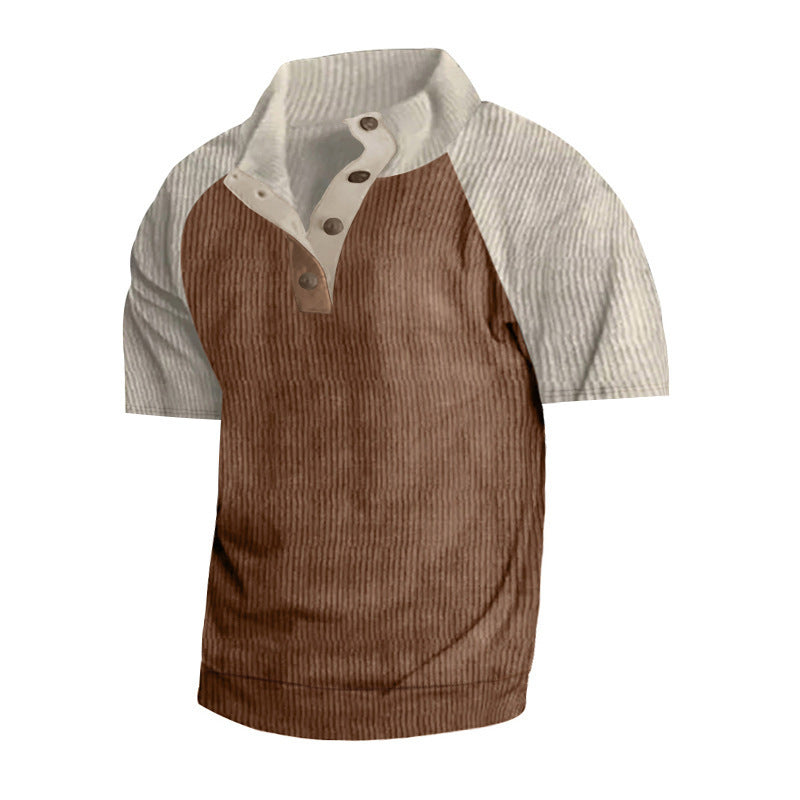 Herren nan Lagenlook-Oberteil mit Velours-Latz und kurzärmeliger Baumwoll-Einlage Drune