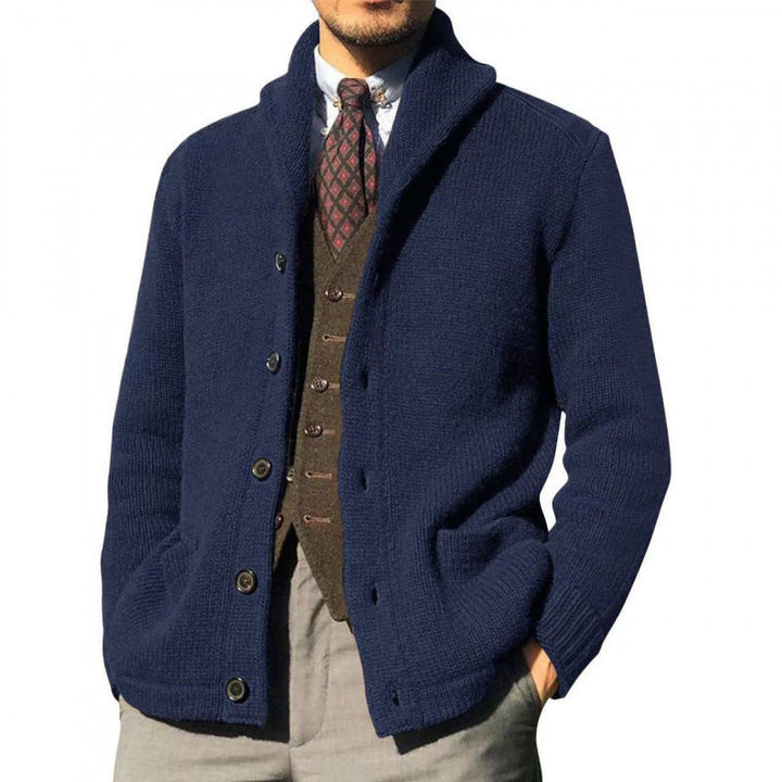 Herren Strickjacke mit modernem Stehkragen und praktischen Knöpfen Drune