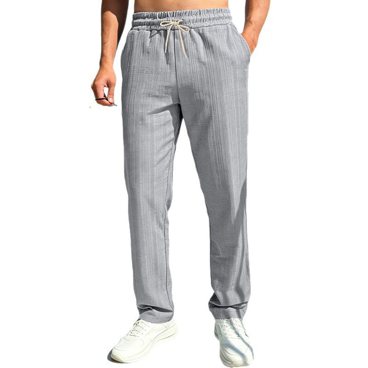 Herren nan Ferien-Loungehose aus atmungsaktivem Leinen‑Baumwollmix mit elastischem Bund und geradem Bein Drune