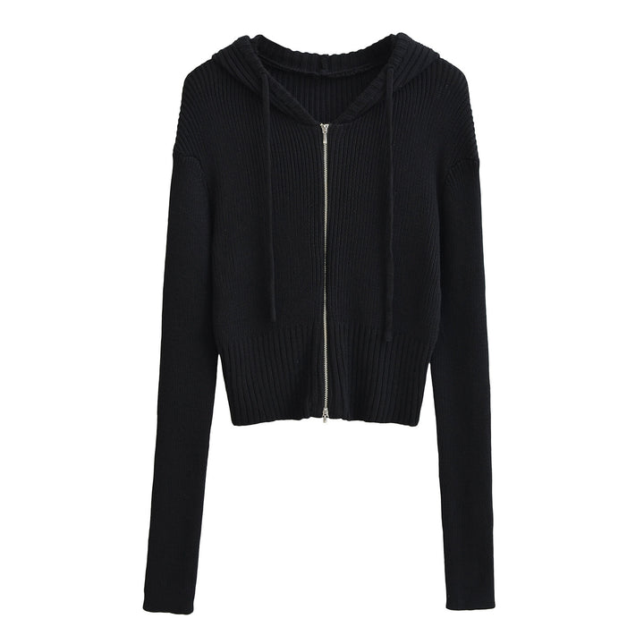 Damen lässiger Strickzipper mit Kapuze Drune