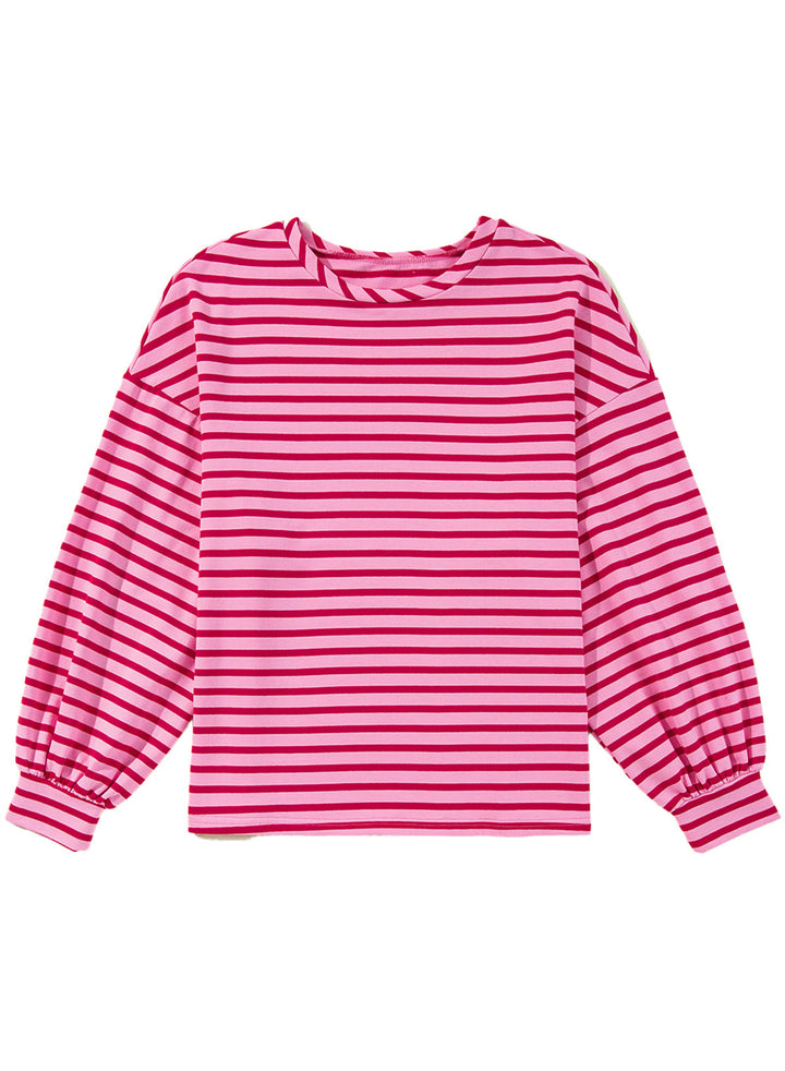 Damen lässiges Sweatshirt mit weit geschnittenen Ärmeln und modernen Streifen Drune