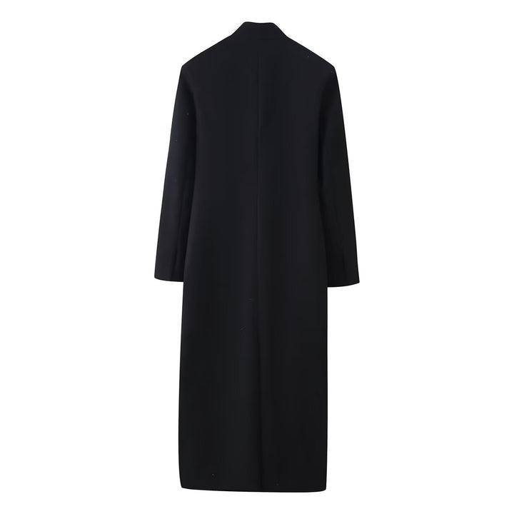 Damen Langer minimalistischer Mantel mit verdeckter Knopfleiste und aufgesetzten Taschen Drune