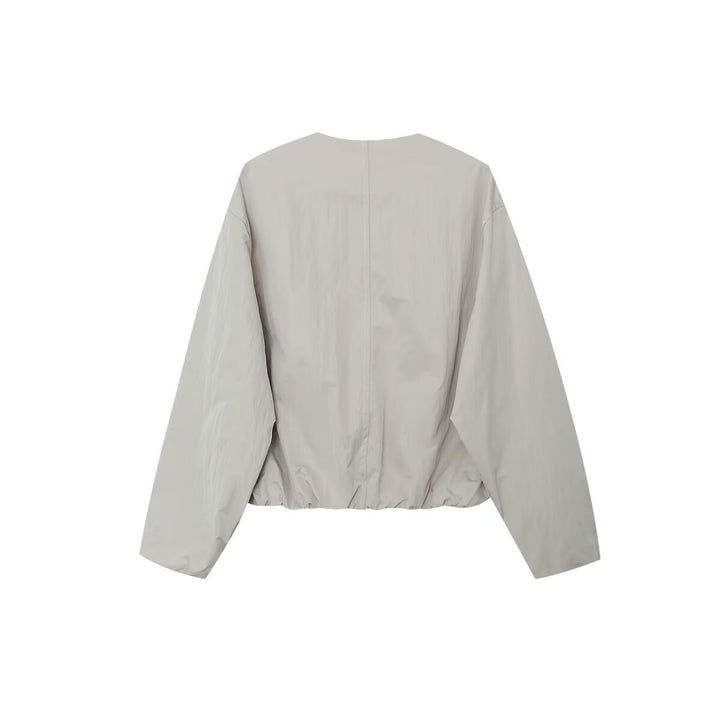 Damen nan leichte Utility-Blousonjacke mit Rundhalsausschnitt, Druckknopfleiste und großen aufgesetzten Pattentaschen Drune