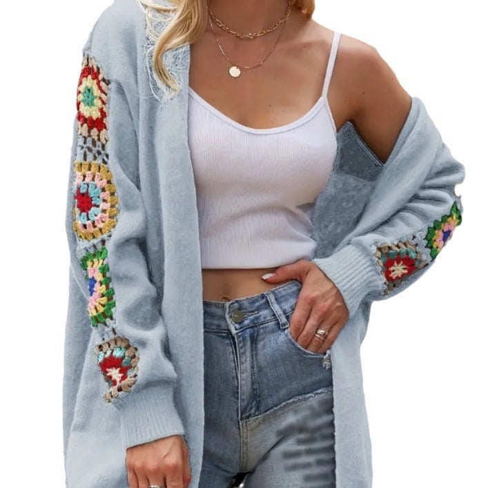 Damen Strickjacke mit einzigartigem Häkelmuster und weitem Schnitt Drune