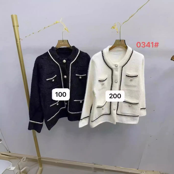 Damen Elegante Strickjacke mit kontrastierenden Details und Taschen Drune