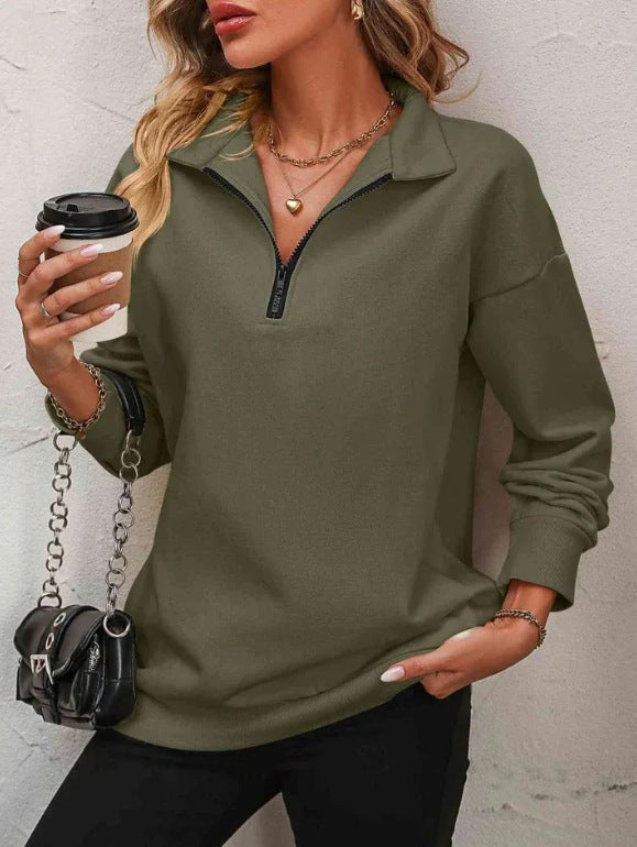 Damen Sweatshirt mit halbem Reißverschluss Drune