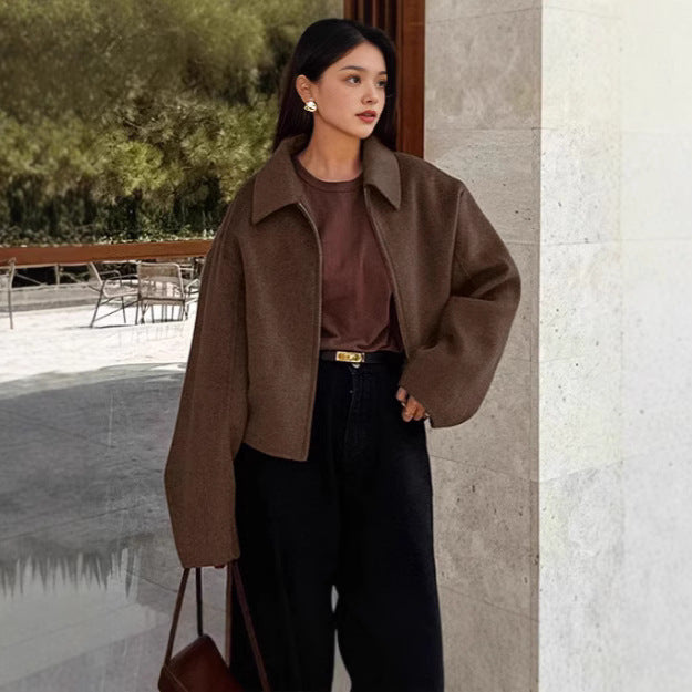 Damen Trendige cropped Jacke aus Wollmix Drune