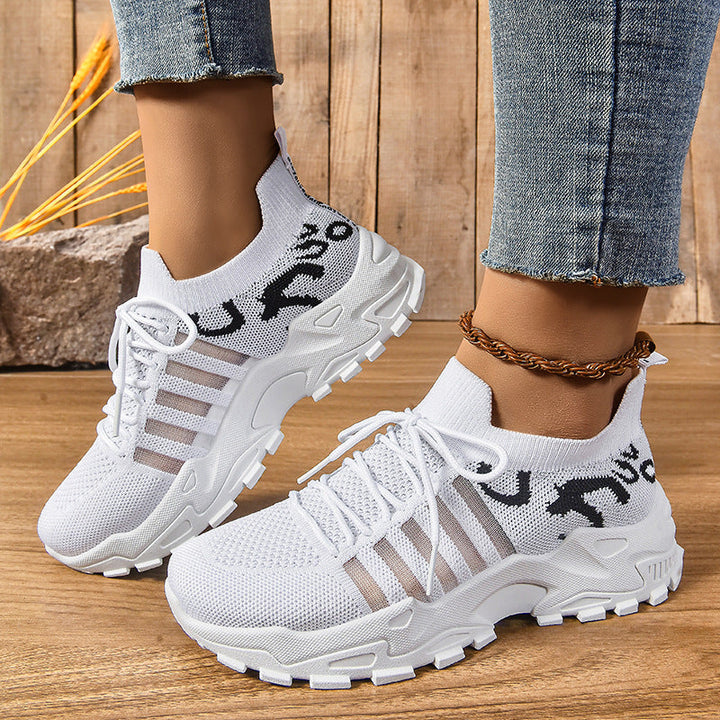 Damen Sportliche Atmungsaktive Sneakers mit elastischem Leisten und rutschfester Sohle Drune