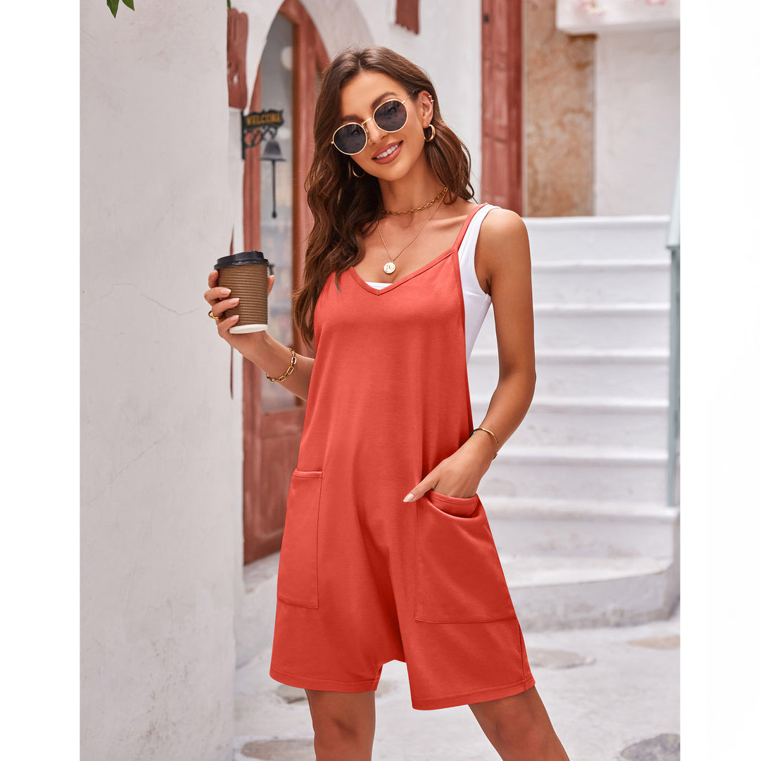 Damen komfortabler Overall mit tiefem Ausschnitt und praktischen Taschen Drune