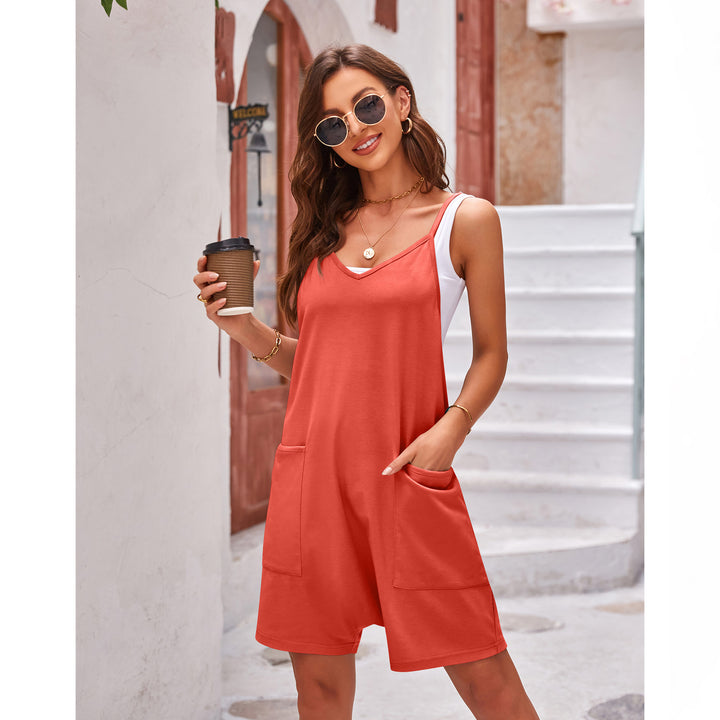Damen komfortabler Overall mit tiefem Ausschnitt und praktischen Taschen Drune