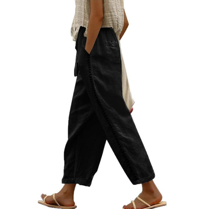 Damen lässige Leinenhose mit seitlichen Schneidern Drune