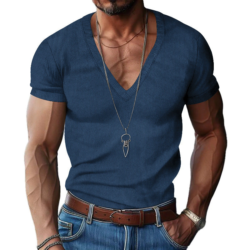 Herren Kurzarm V-Ausschnitt T-Shirt Drune
