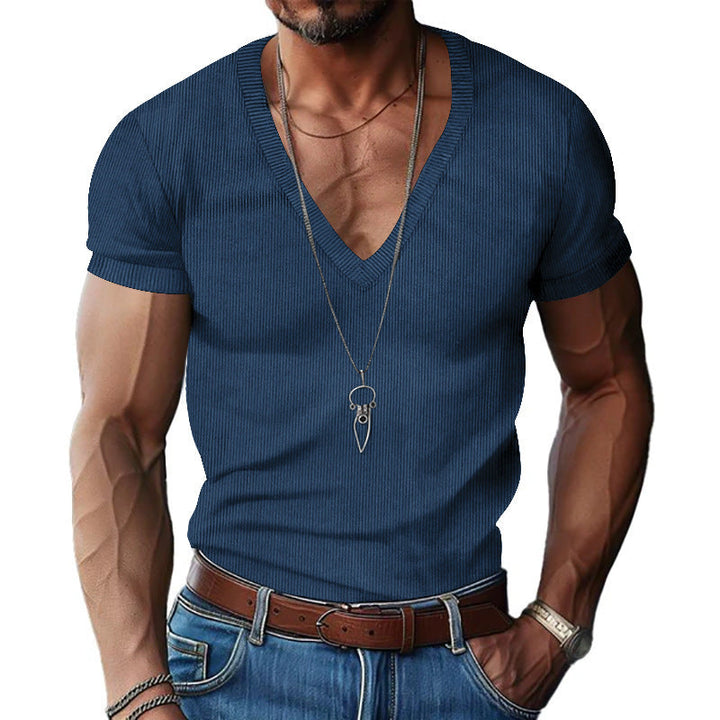 Herren Kurzarm V-Ausschnitt T-Shirt Drune