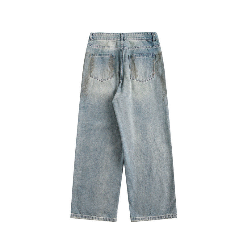 Damen Weite Baggy-Jeans mit hohem Bund, Used-Waschung und Rissdetails Drune