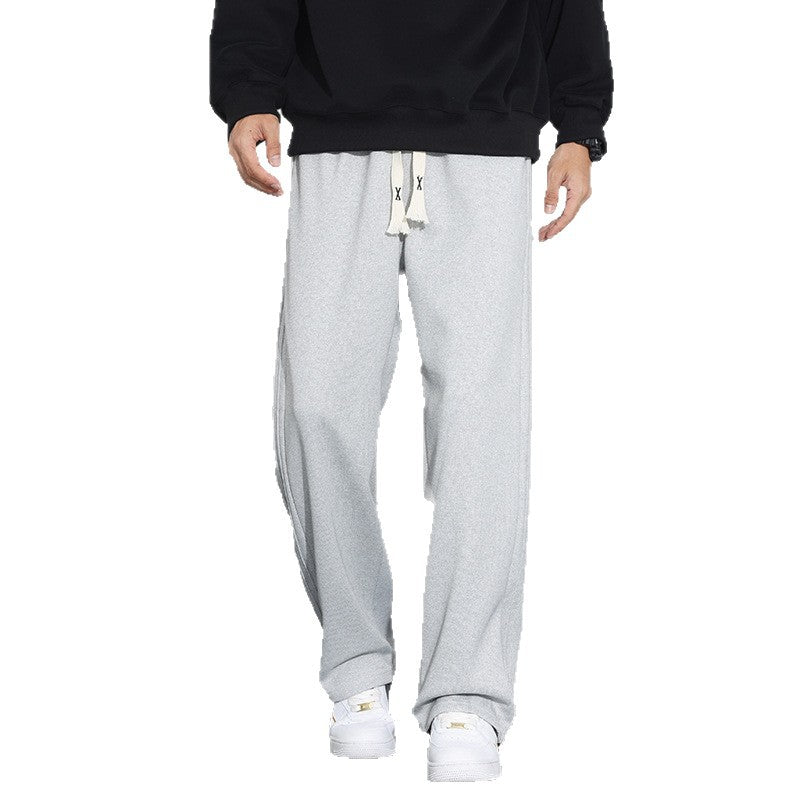 Herren Locker-weit geschnittene Lounge-Jogginghose mit Baumwoll-Fleece-Innenfutter und verstellbarem Kordelzug Drune