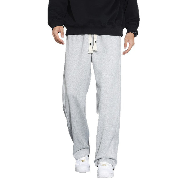 Herren Locker-weit geschnittene Lounge-Jogginghose mit Baumwoll-Fleece-Innenfutter und verstellbarem Kordelzug Drune