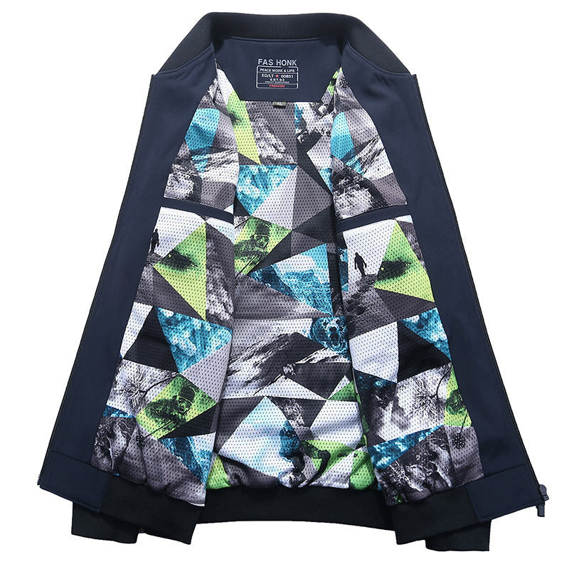 Herren leichte wasserabweisende Bomberjacke mit Camouflage‑Mesh‑Innenfutter und geripptem Kragen Drune