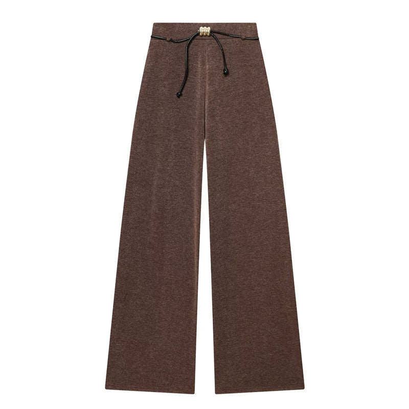 Damen Asymmetrisches Feinstrick-Top mit Wasserfallkragen und seitlicher Raffung Drune