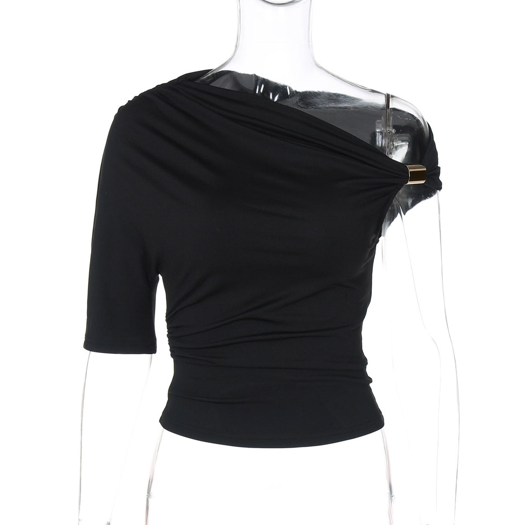Damen Asymmetrisches Oberteil mit Raffinierter Raffung Drune