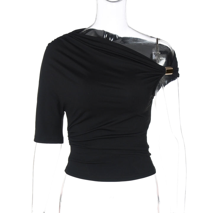 Damen Asymmetrisches Oberteil mit Raffinierter Raffung Drune