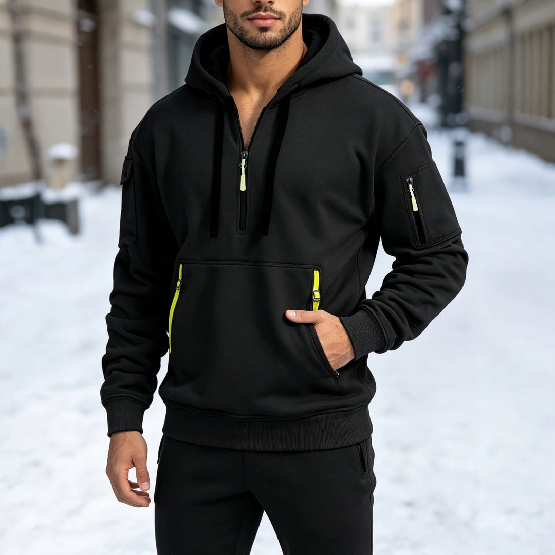 Herren Sportliche Kapuzenjacke mit seitlichen Reißverschlusstaschen Drune