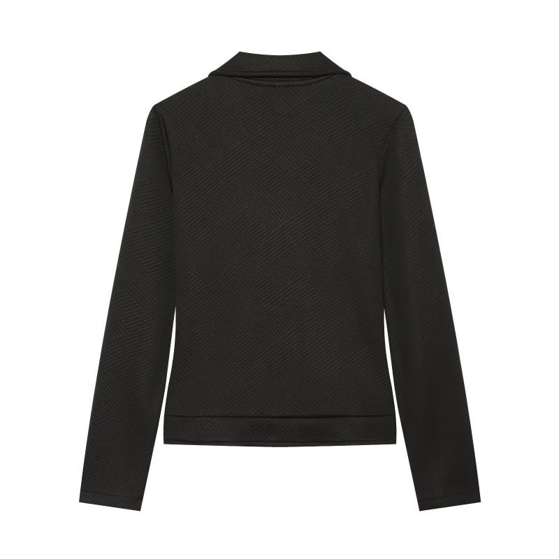 Damen Strukturierter Bikerblazer mit asymmetrischem Reißverschluss und silbernen Details Drune