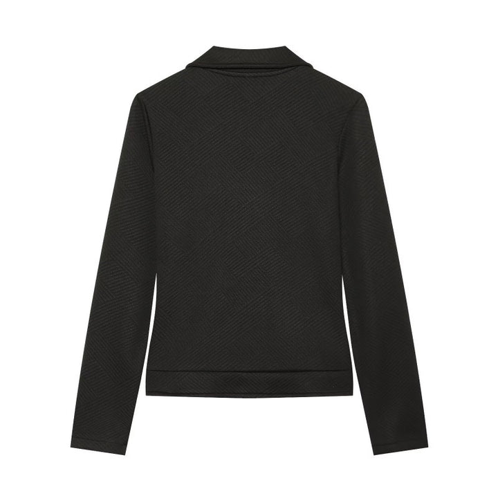 Damen Strukturierter Bikerblazer mit asymmetrischem Reißverschluss und silbernen Details Drune