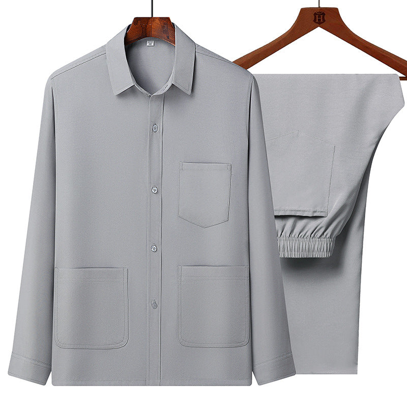 Herren nan leichtes Freizeit-Set mit Hemdjacke und elastischer Bundhose Drune