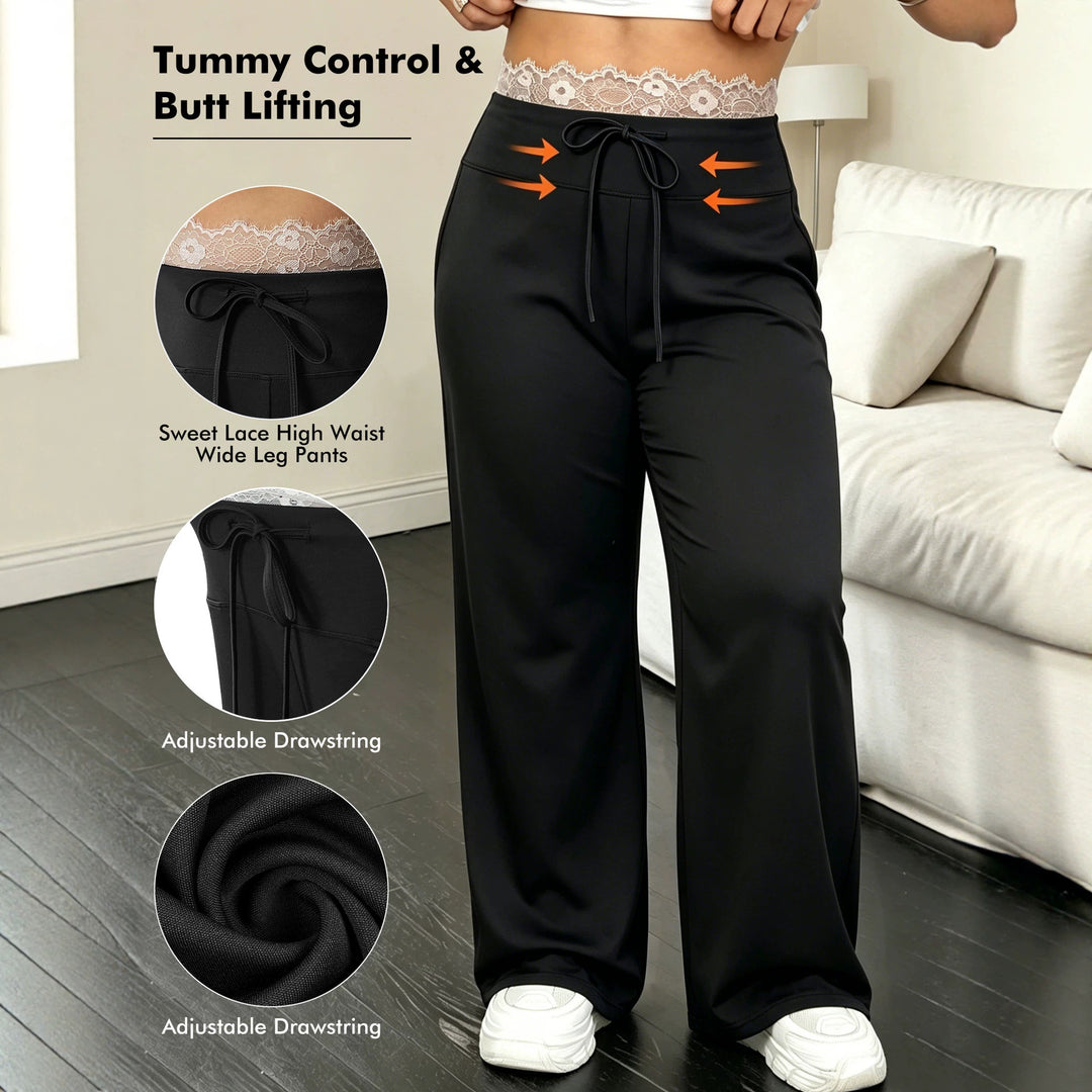 Damen High-Waist Palazzohose mit formendem Taillenbund und atmungsaktivem Stretch Drune
