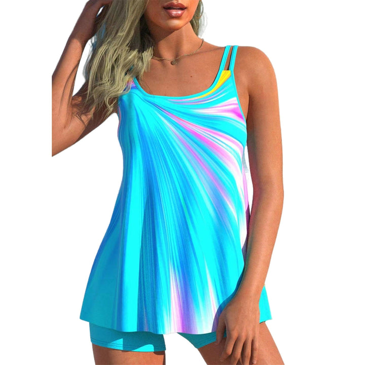 Damen nan fließendes A-Linien Tankini-Oberteil mit doppelten Spaghettiträgern und figurumspielender Passform Drune