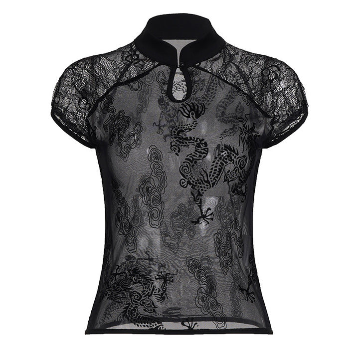 Damen elegante Spitzenbluse mit dezenten Akzenten Drune