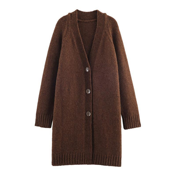 Damen Lange Strickjacke mit eleganter Knopfleiste und weichfließendem Material Drune