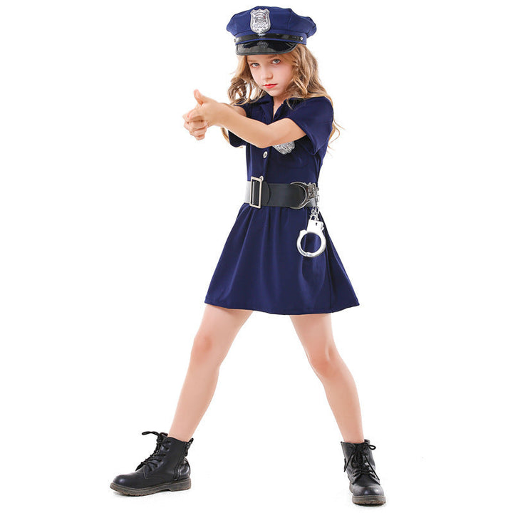 Mädchen Polizeikostüm mit Rock und Modischen Accessoires Drune
