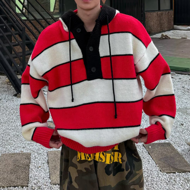 Herren Modische Hoodie-Pullover mit gestreiftem Design Drune