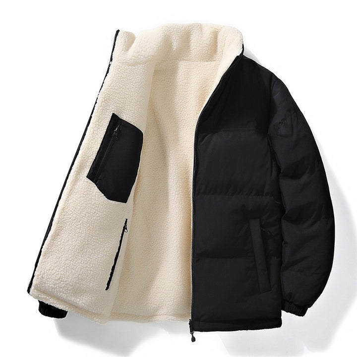 Unisex Wattierte Bomberjacke mit Teddyfutter und verdeckten Innentaschen Drune