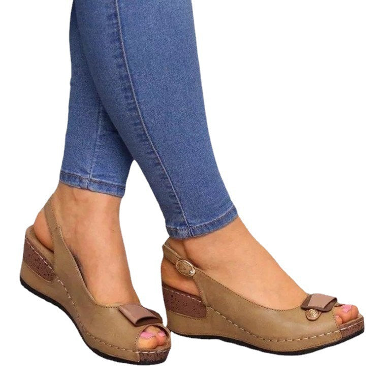 Damen Keil‑Slingback‑Sandalen mit gepolstertem Komfortfußbett und Zierschleife Drune