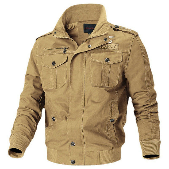 Herren Canvas-Pilotblouson mit Schulterpaspeln, Reißverschlussleiste und Utility-Pattentaschen Drune