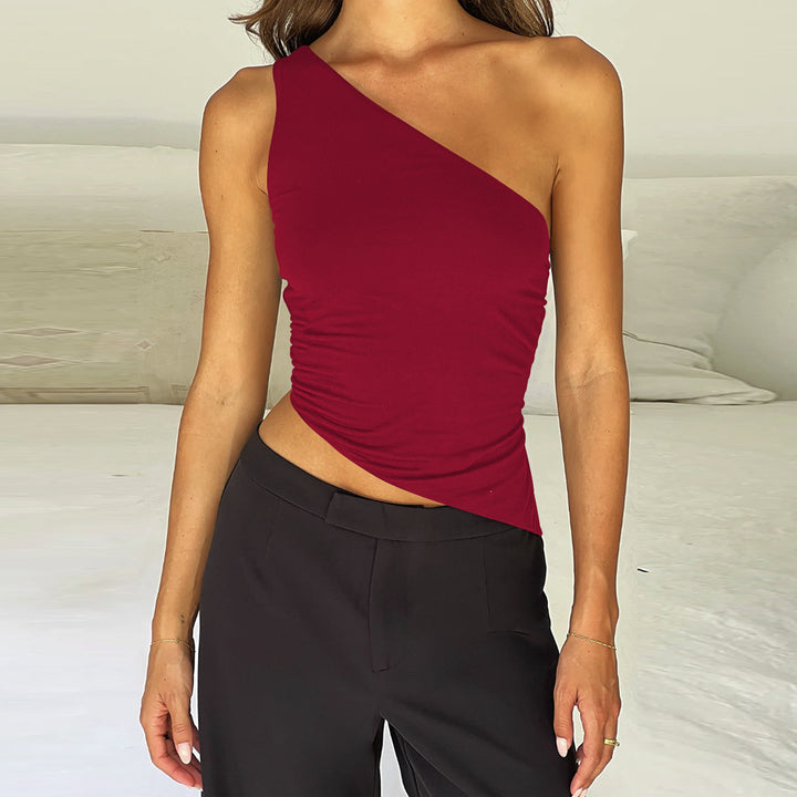 Damen Asymmetrisches Top mit Raffungen Drune