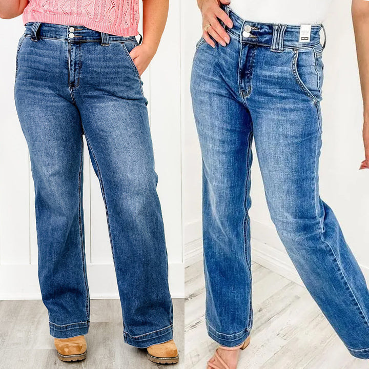 Damen Hochtaillierte Jeans Drune