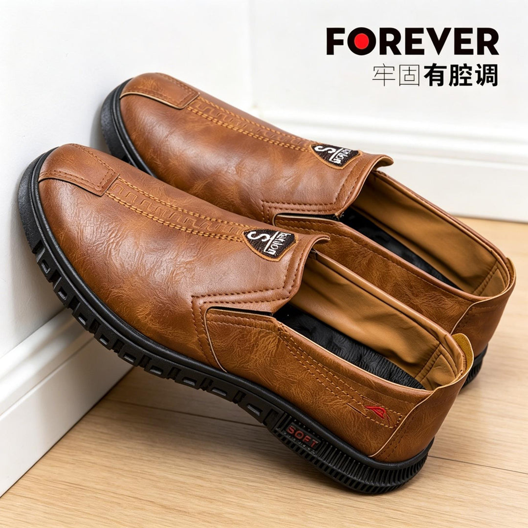Herren Bequeme Slip-On Lederschuhe Drune