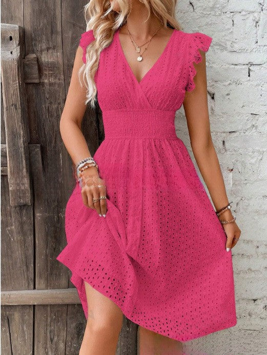 Damen Sommerkleid mit eleganten Spitzenärmeln Drune
