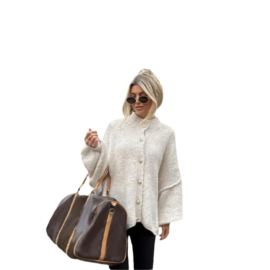 Damen Strickjacke mit weiten Ärmeln und Knopfdetails Drune
