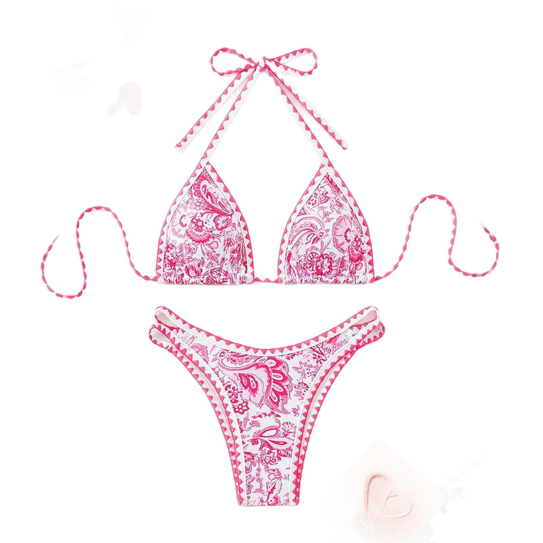 Damen Triangel-Bikini mit einzigartigem Paisleymuster und verstellbaren Trägern Drune
