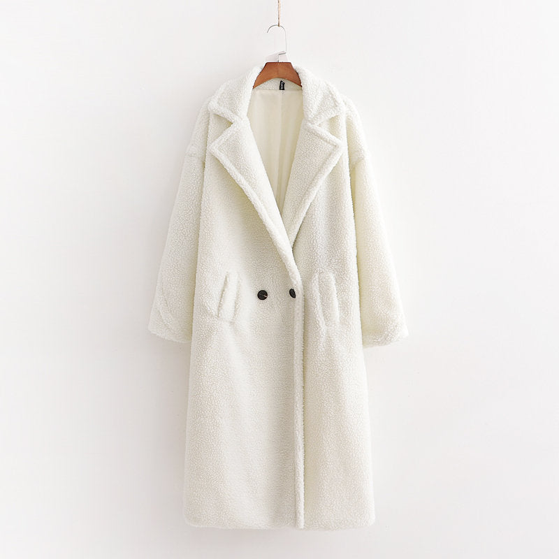 Drune | Langer Übergroß Schnitt Weiches Teddy Fleece Reverskragen Warm Und Bequem