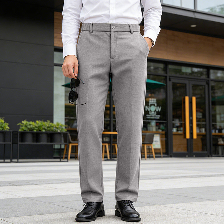 Herren Elegante gerade Tailoring-Hose mit Bügelfalte und feiner Fischgrätstruktur Drune