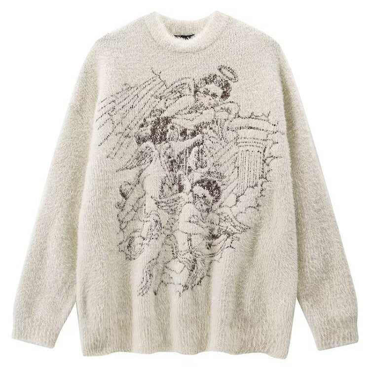 Herren Grobstrickpullover mit kreativem Motiv Drune