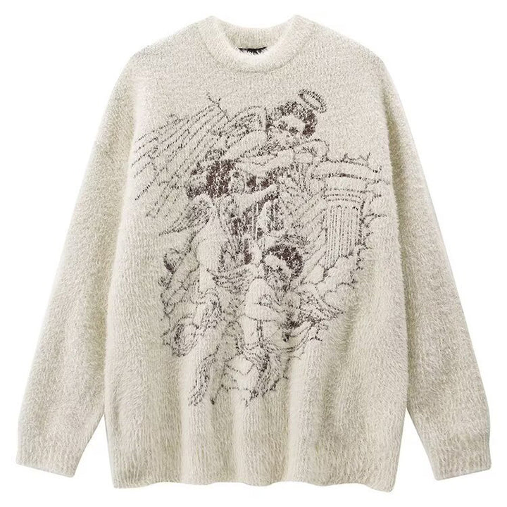 Herren Grobstrickpullover mit kreativem Motiv Drune