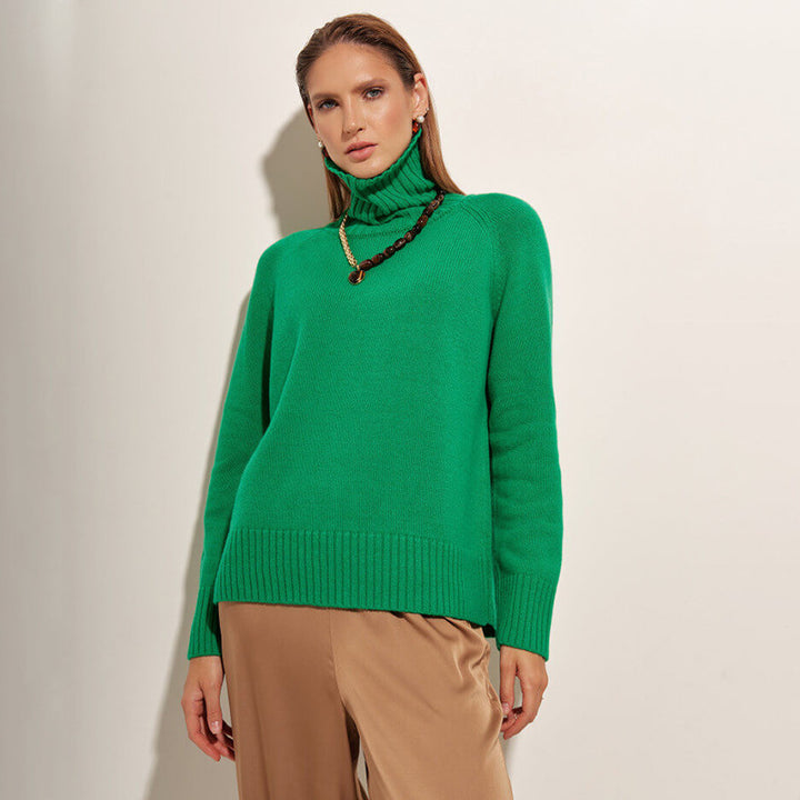 Damen Unifarbenes Rollkragenpullover aus hochwertiger Wolle Drune