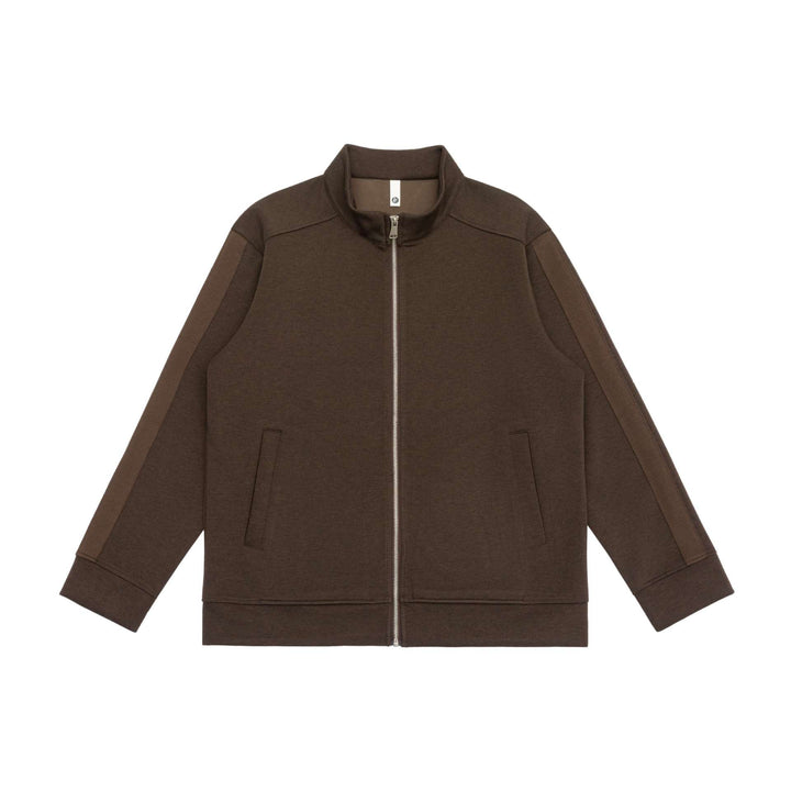 Herren Sweatjacke mit Stehkragen, durchgehendem Reißverschluss und kontrastierten Ärmeleinsätzen Drune
